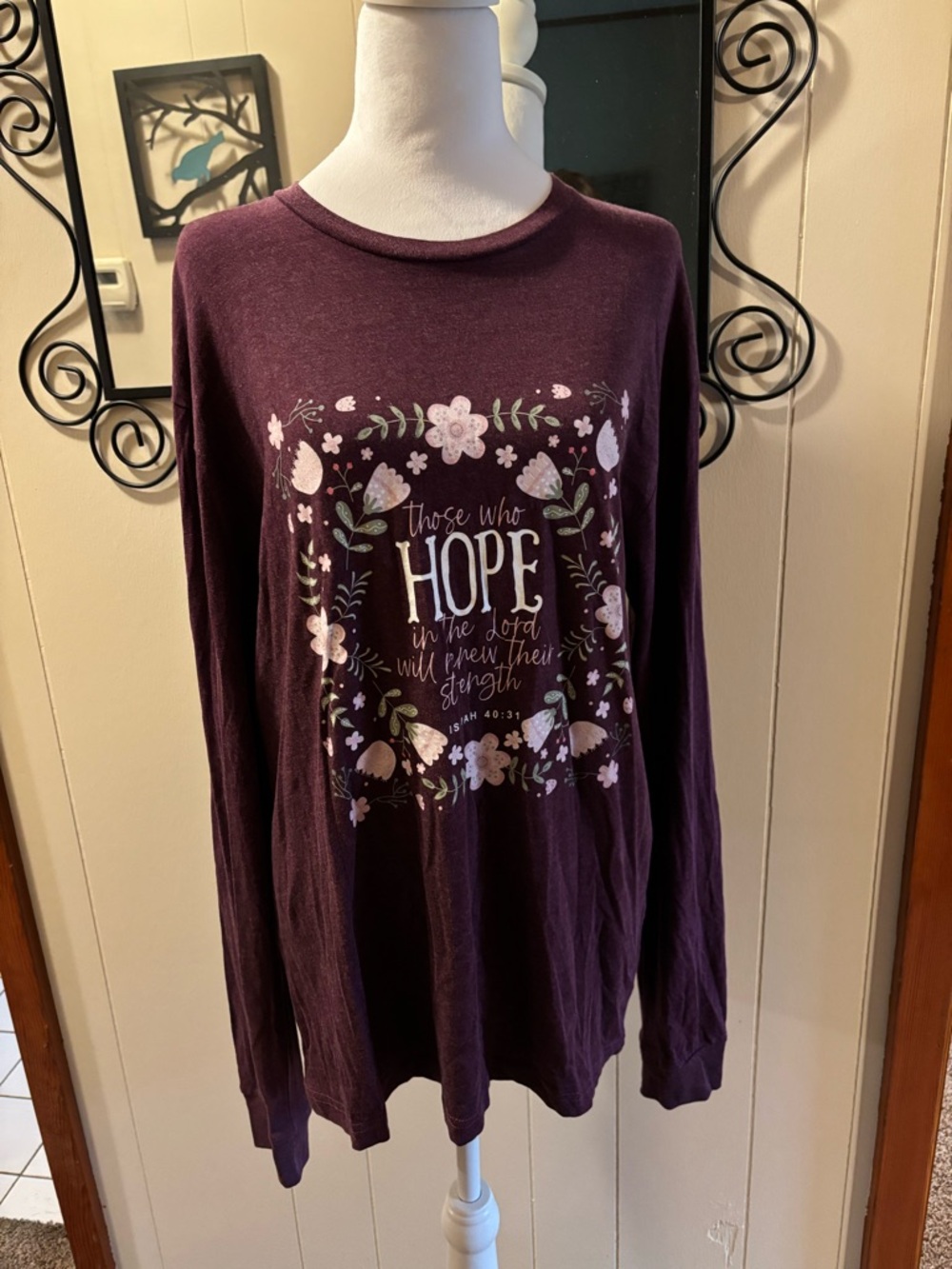 Floral 'Hope' Long Sleeve Tee - Purple